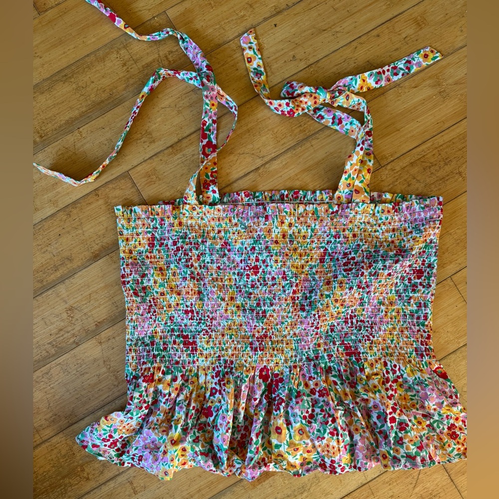 Floral J.Crew Smocked Top